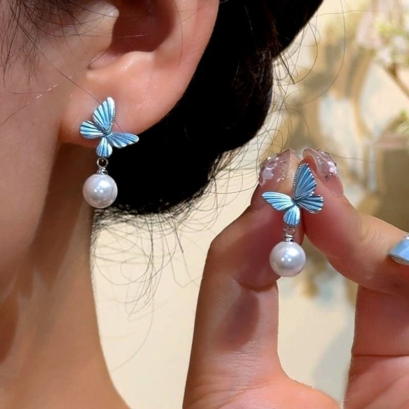 Butterfly Orchid Pearl Earrings Blanc