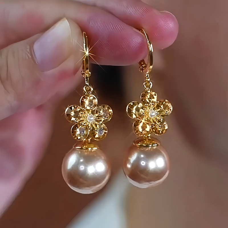 Elegant flower and pearl earrings