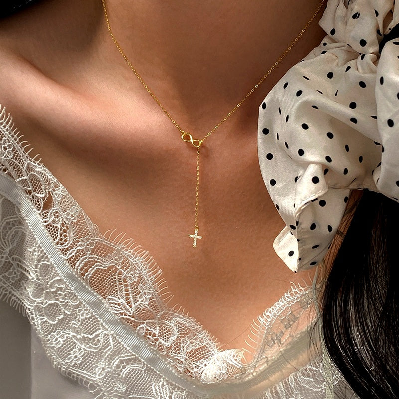 Absolute Jewellery Diamante Cross Necklace HCC103 main image 0
