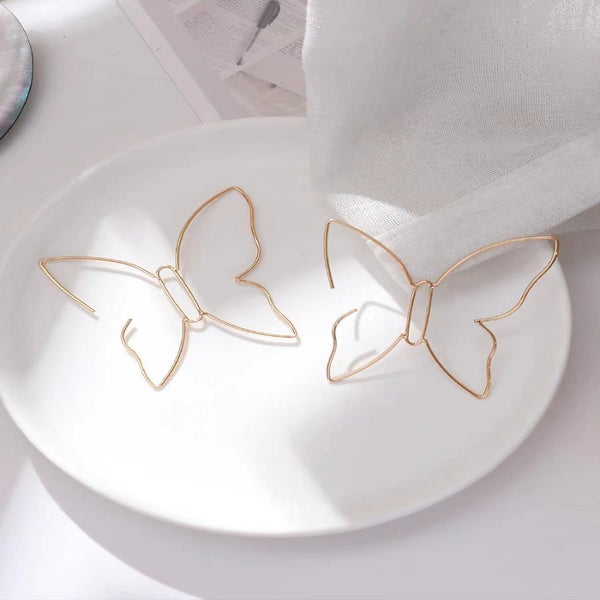 14K Gold-plated Minimalist Butterfly Earrings