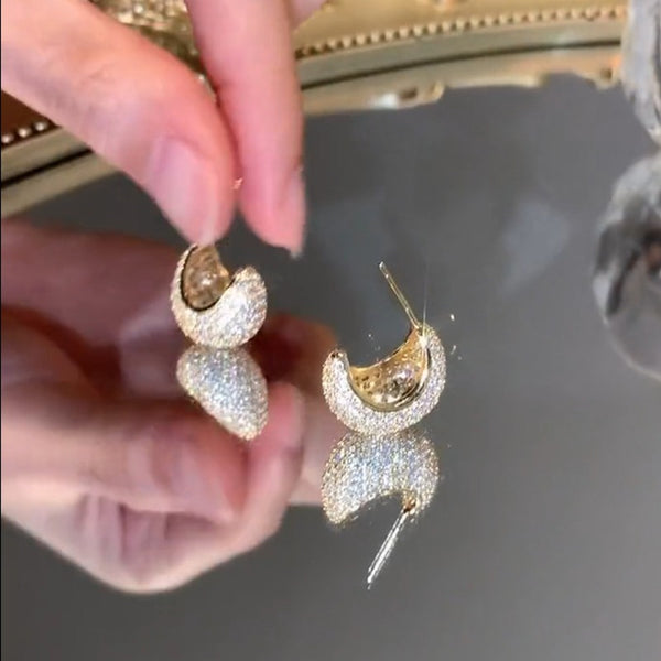 14K Gold-plated Luxury Bean Stud Earrings