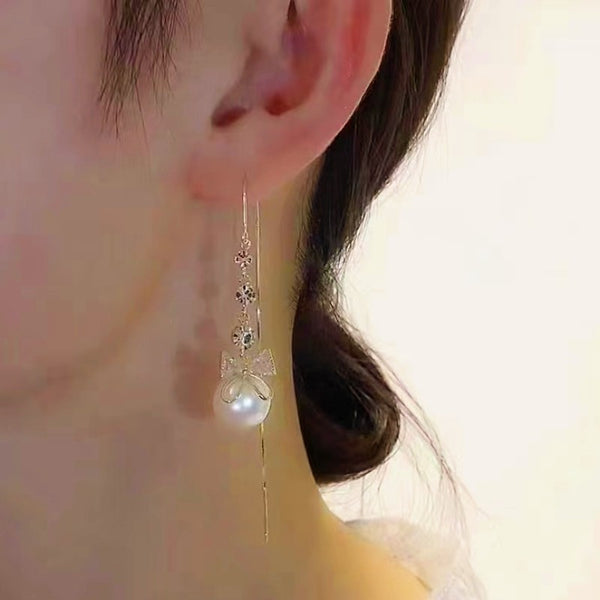 14k Gold-plated Pearl Threader Earrings