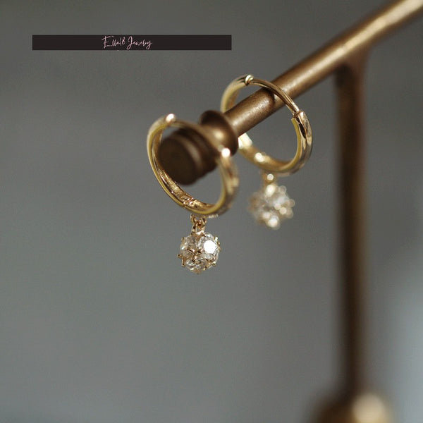 14K Gold-plated Diamond Ball Earrings