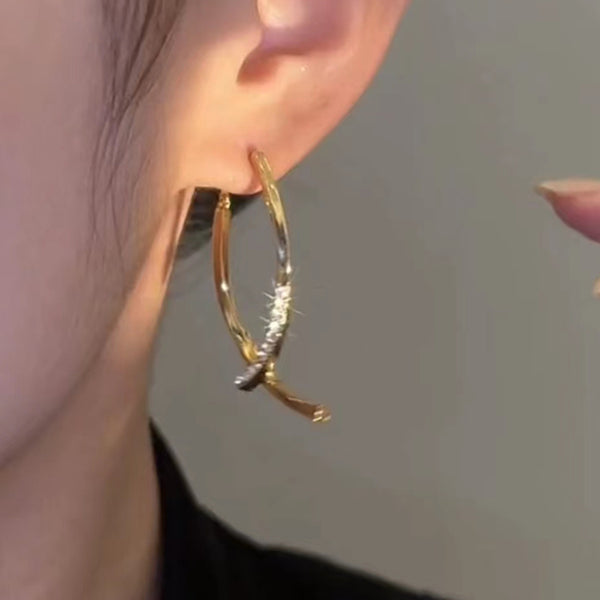 14K Gold-plated Cross Elegant Earrings