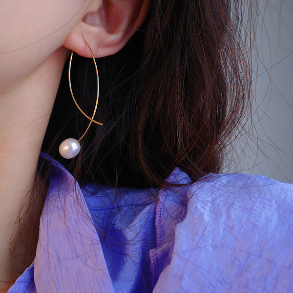 14k Gold-plated Pearl Elegant Threader Earrings