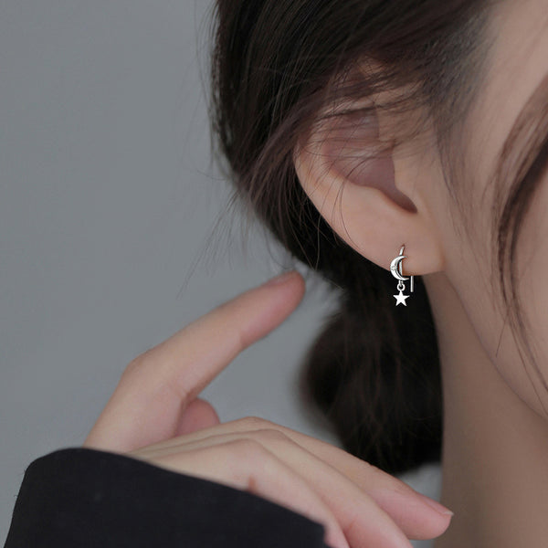 Sterling Silver Star & Moon Earrings