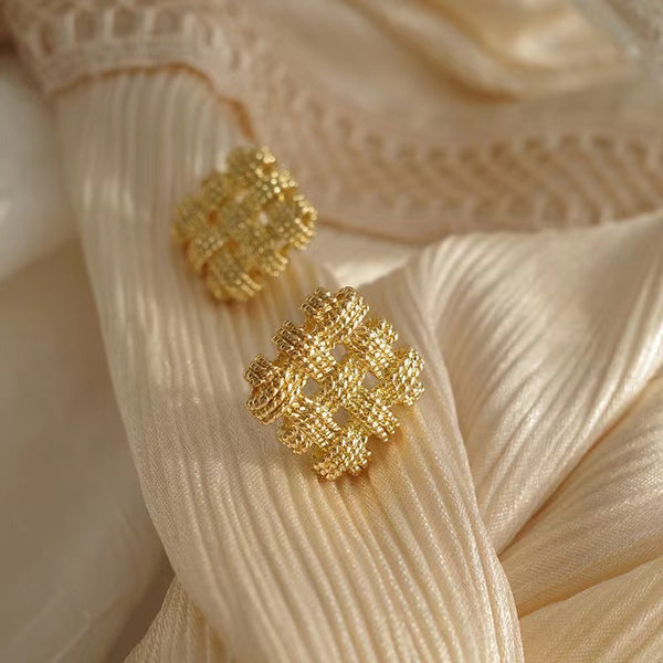 18K Gold-plated Hollow Square Studs