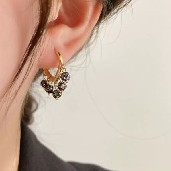 Elegant Little Diamond Ball Hoop Earrings