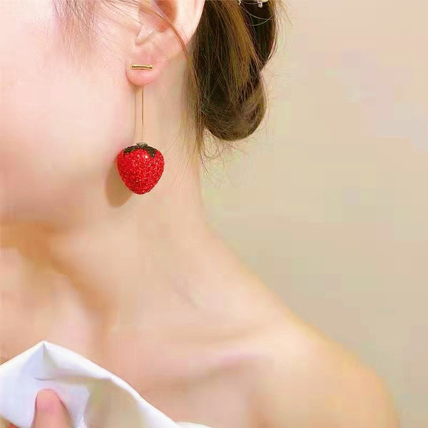 14K Gold-plated Strawberry Threader Earrings