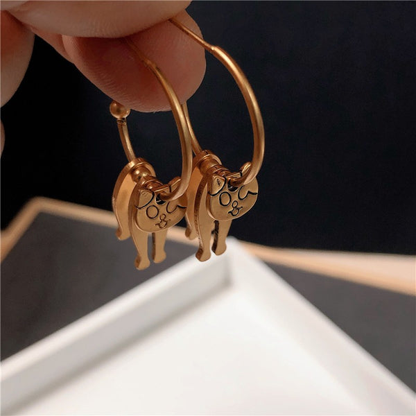 14K Gold-plated Cat Design Earrings