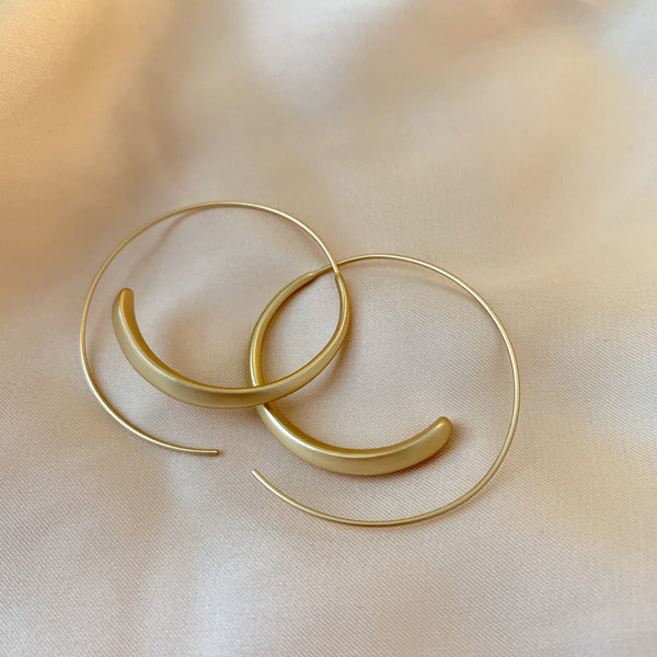 14K Gold Plated Matte Frosted Hoop Earrings