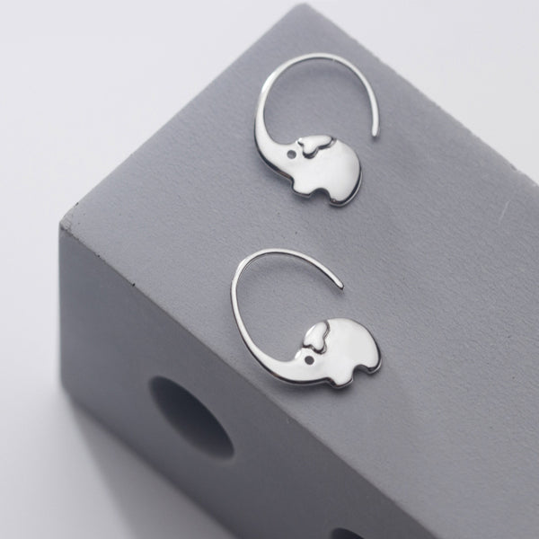 Sterling Silver Elephant Ear-Hook Earrings
