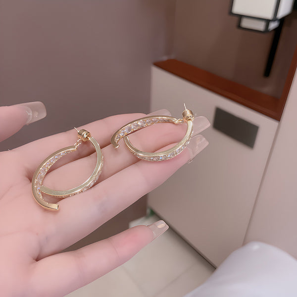 14K Gold-plated Bling Cross Earrings
