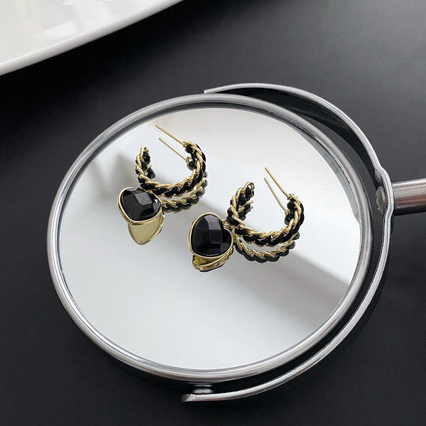 14K Gold-plated Braided Chain C Hoop Earrings