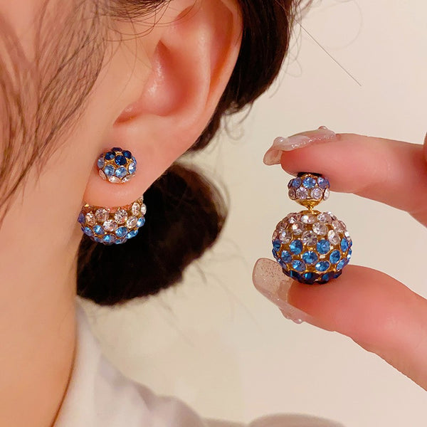 14K Gold-plated Diamond Ball Stud Earrings