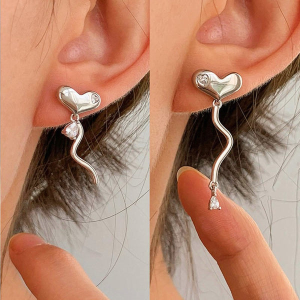 Sterling Silver Asymmetric Love Earrings