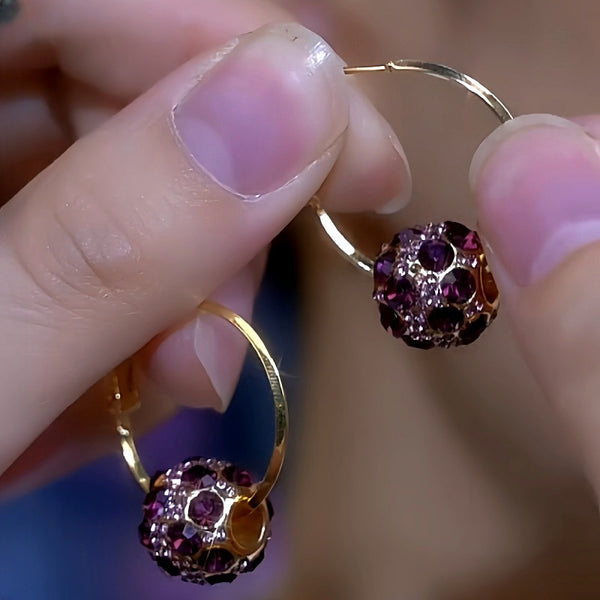 14K Gold-Plated Purple Diamond Hoop Earrings