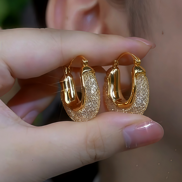 14K Gold-Plated Mesh Crystal Earrings