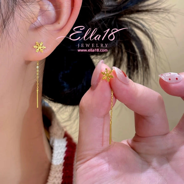 14K Gold-Plated 2025 Christmas Snowflake Threader Earrings