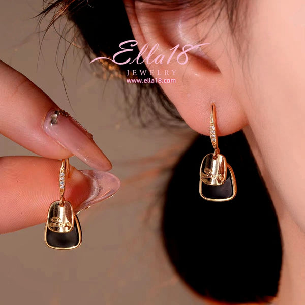 14K Gold-Plated 2025 Luxury Geometric Square Pendant Earrings