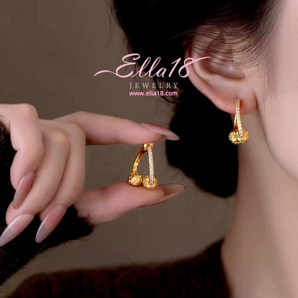 14K Gold-Plated 2025 Luxury Zircon Diamond Ball Earrings