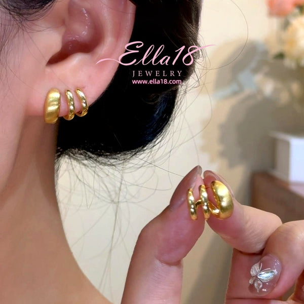 14K Gold-Plated 2025 Multi-Layer Stud Earrings
