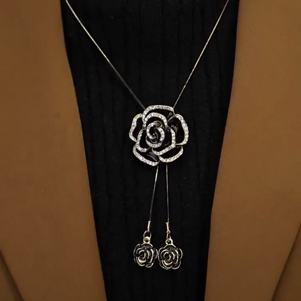 14K Gold-Plated Adjustable Rose Sweater Chain Necklace