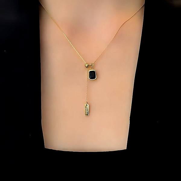 14K Gold-Plated Adjustable Square Crystal Necklaces