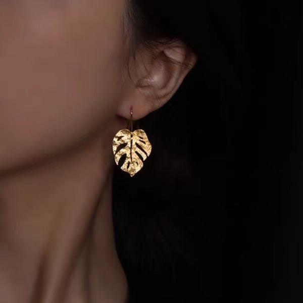 14K Gold-Plated And Sterling Silver Leaf Earrings