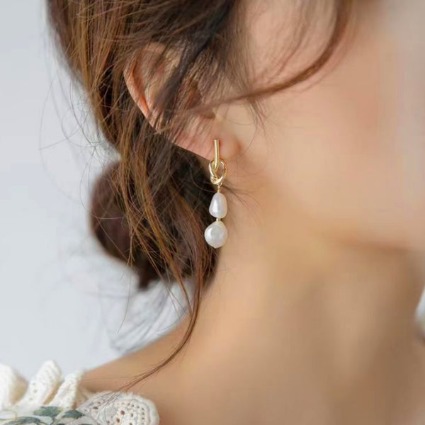 14K Gold-Plated Baroque Pearl Earrings