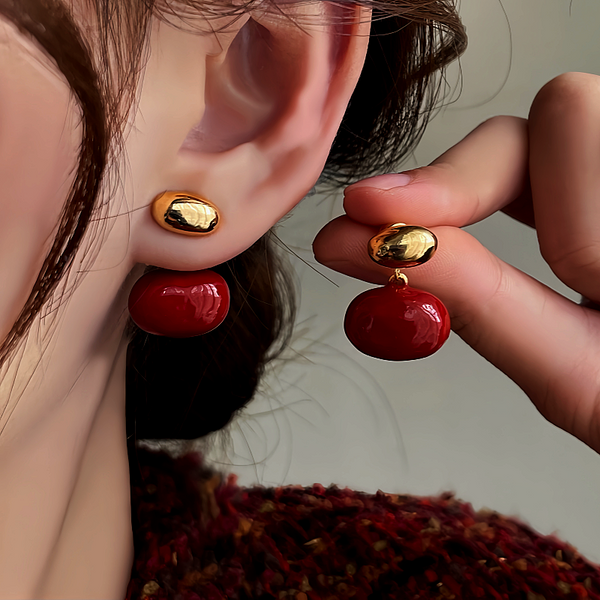 14K Gold-Plated Bean Earrings