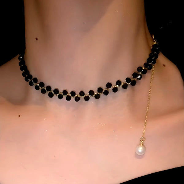 14K Gold-Plated Black Bead Necklaces