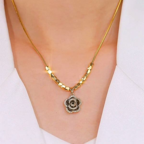 14K Gold-Plated Black Rose Necklaces