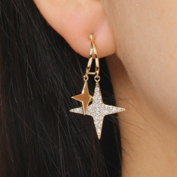 14K Gold-Plated Bling Star Earrings