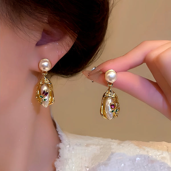 14K Gold-Plated Bouquet Pearl Earrings