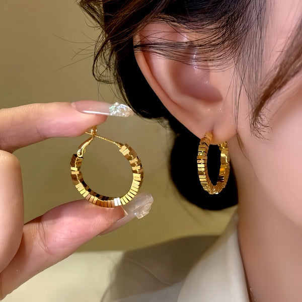 14K Gold-Plated Broken Diamond Hoop Earrings