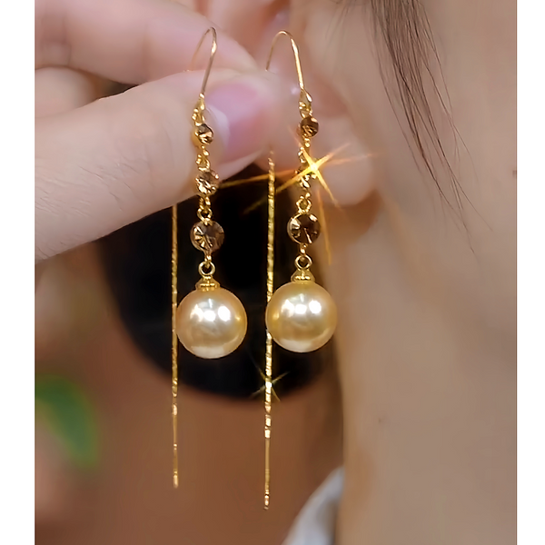 14K Gold-Plated Brown Diamond Pearl Threader Earrings