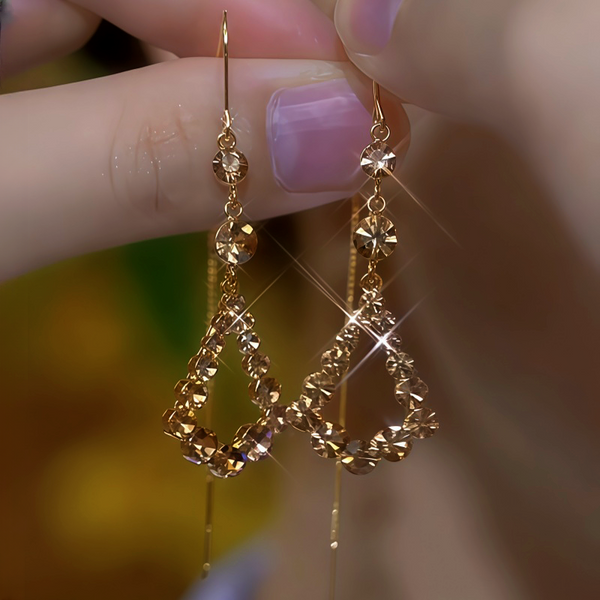 14K Gold-Plated Brown Diamond Threader Earrings