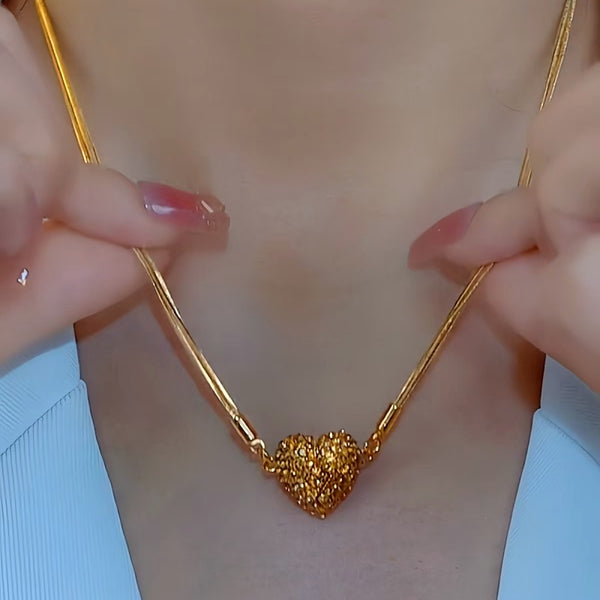 14K Gold-Plated Brown Magnetic Heart Necklaces