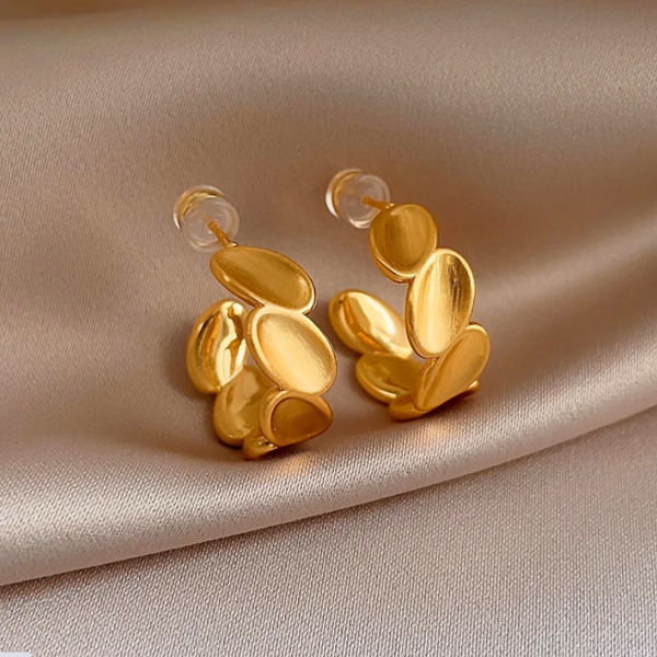 14K Gold-Plated Brushed C-Shaped Earrings