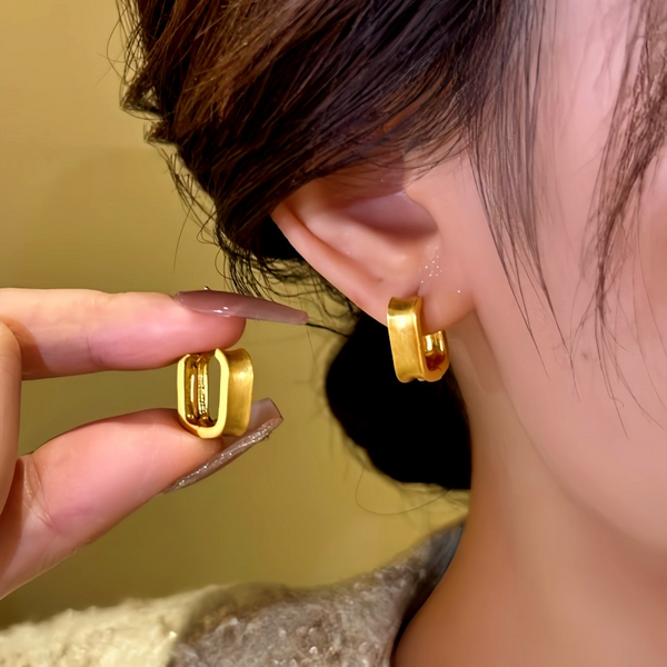 14K Gold-Plated Brushed Earrings