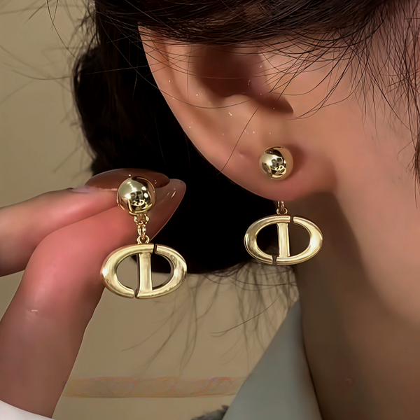 14K Gold-Plated Brushed Letter Earrings