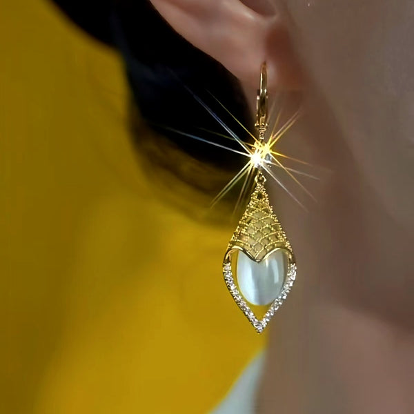 14K Gold-Plated Cat's Eye Drop Earrings