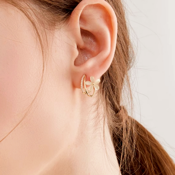 14K Gold-Plated Cat's Eye Flower Studs