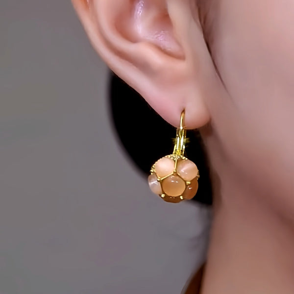 14K Gold-Plated Cat's Eye Stone Earrings