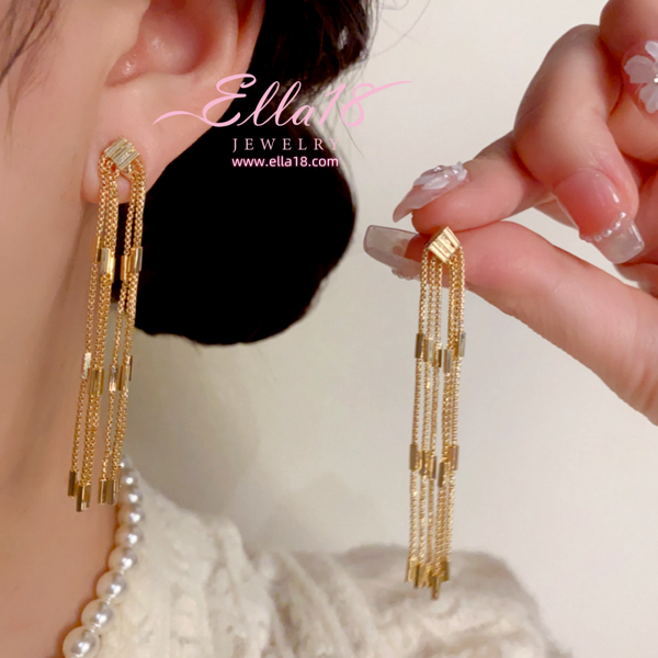 14K Gold-Plated Chain Tassel Earrings