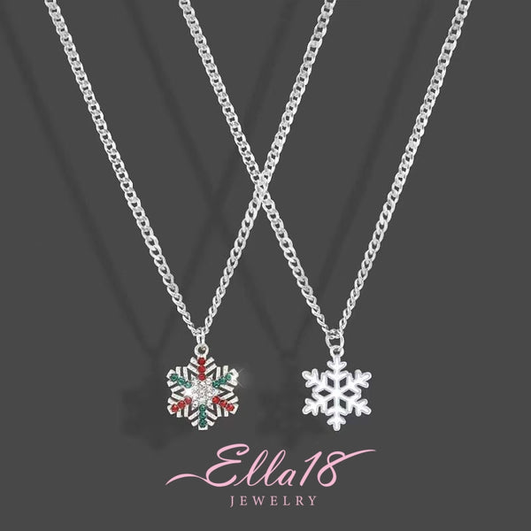 14K Gold-Plated Christmas Diamond Snowflake Necklace