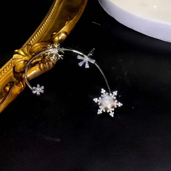 14K Gold-Plated Christmas Rotating Snowflake Star Ear Cuffs