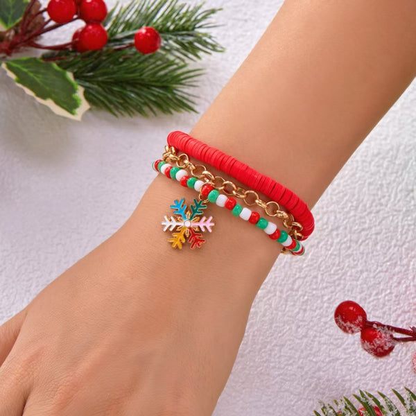 14K Gold-Plated Christmas Santa Claus Christmas Tree Snowflake Bracelets