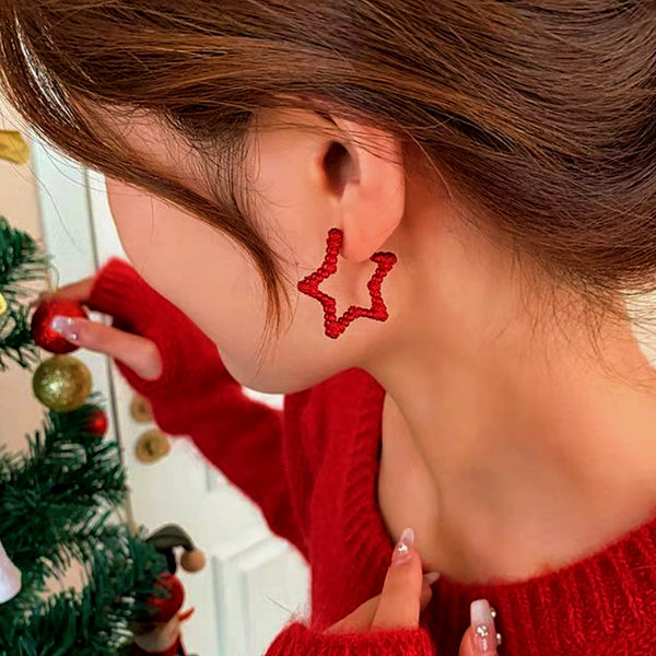 14K Gold-Plated Christmas Star Earrings